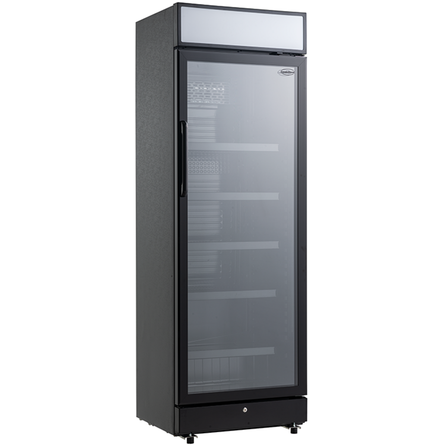Beverage Refrigerator 1 Glass Door Black 400L with Light Box & LED Lighting