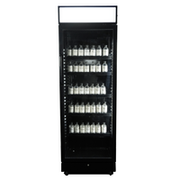 Beverage Refrigerator 1 Glass Door Black 400L with Light Box & LED Lighting