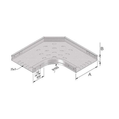  Trayco Coude de téléphérique à 90° 60 x 100 mm Sendzimir – coude de conduit de câble 