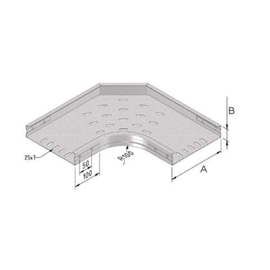Kabelbaan bocht 90° 60 x 100 mm Sendzimir – kabelgoot bocht
