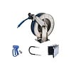 HorecaTraders Open hose reel 20 meters stainless steel AISI 304 with gun, nipple and wall bracket