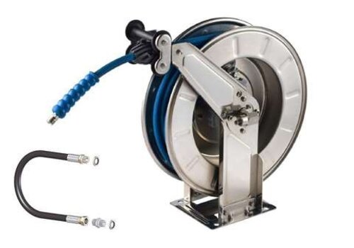  HorecaTraders Open slanghaspel 20 meter RVS AISI 304 zonder pistool met toevoerslang 