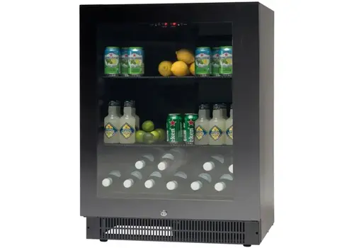  HorecaTraders Réfrigérateur 164 litres noir – +2°C à +10°C – refroidissement forcé – 595 x 562 x 820 mm 