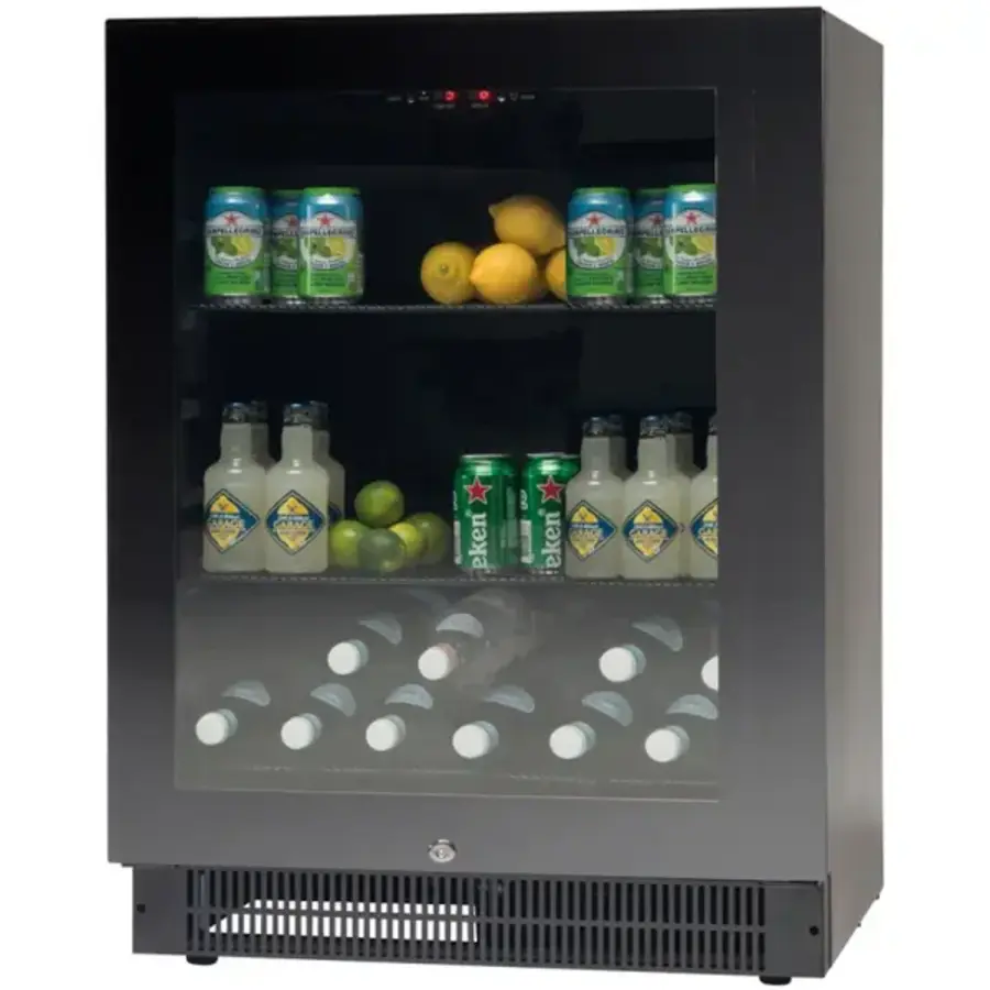 Koelkast 164 liter zwart – +2°C tot +10°C – geforceerde koeling – 595x562x820 mm