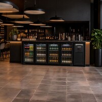 Bar Cooler - 4 Glass Doors - 636 Liters - Black with LED Lighting - 2542x520x860 mm