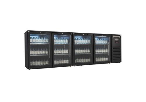  Combisteel Bar Cooler - 4 Glass Doors - 636 Liters - Black with LED Lighting - 2542x520x860 mm 