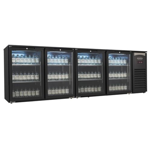  Combisteel Bar Cooler - 4 Glass Doors - 636 Liters - Black with LED Lighting - 2542x520x860 mm 