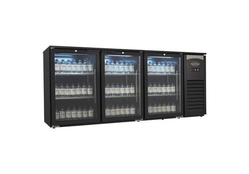  Combisteel Bar-Kühler – 3 Glastüren – 470 Liter – Schwarz mit LED-Beleuchtung – 1988 x 520 x 860 mm 
