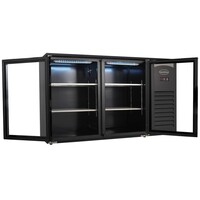 Bar Cooler - 2 Glass Doors - 305 Liters - Black with LED Lighting - 1434x520x860 mm