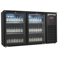 Bar Cooler - 2 Glass Doors - 305 Liters - Black with LED Lighting - 1434x520x860 mm