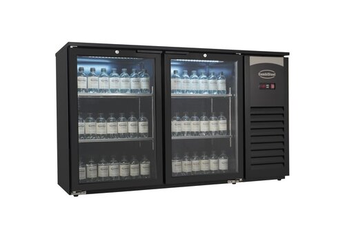  Combisteel Bar Cooler - 2 Glass Doors - 305 Liters - Black with LED Lighting - 1434x520x860 mm 