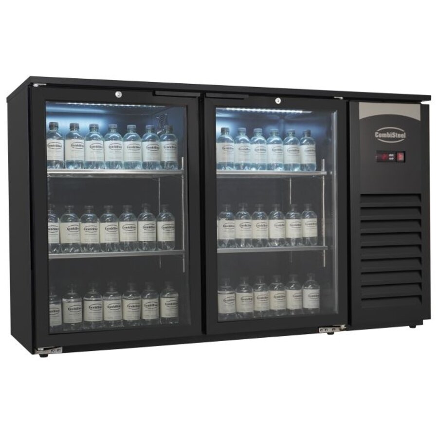 Barkoeler - 2 Glasdeuren - 305 Liter - Zwart met LED-verlichting - 1434x520x860 mm