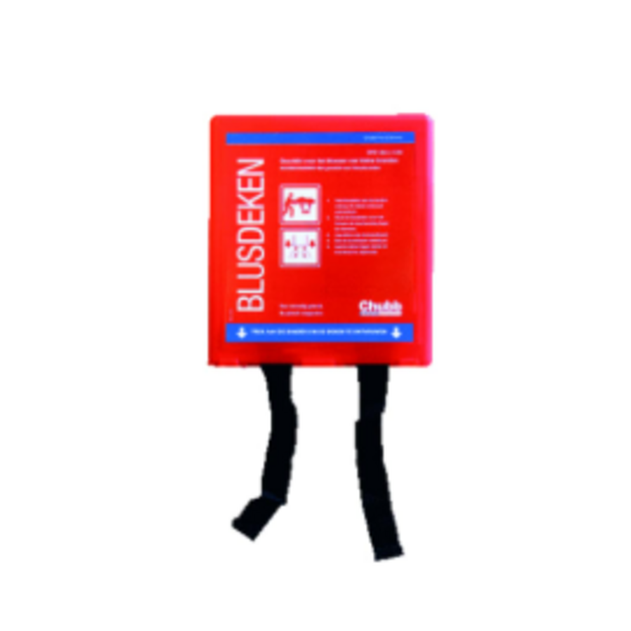 Couverture anti-feu 1,1 x 1,1 mètres avec support mural rouge – EN 1869