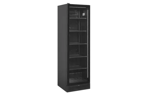  HorecaTraders Vitrine réfrigérée 387 litres noire – porte en verre sans cadre – ouverture à gauche 