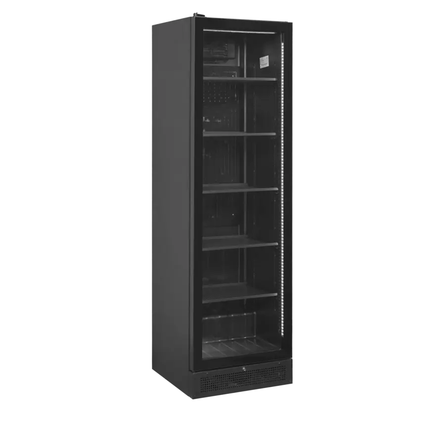 Display cooler 387 liters black – frameless glass door – left-hinged