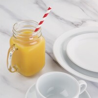 Papierstrohhalme | Rot gestreift | 250 Stück | Kompostierbar