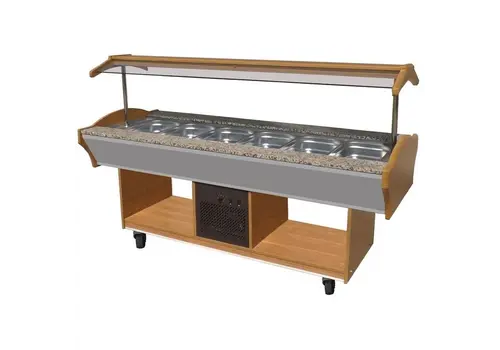  HorecaTraders Gekühltes GN-Buffet (6 x 1/1) | Statisch | 230 V | LED-Beleuchtung 