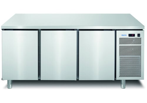  HorecaTraders Gekühlte Werkbank | 3 Türen | Edelstahl | Belüftet | 172 x 76 x 182 cm 