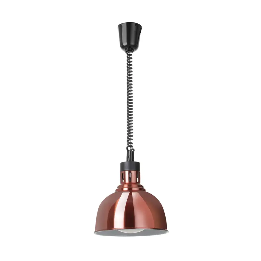 Warmtelamp Hangend Dome | In Hoogte Verstelbaar Spiraalsnoer | 250W | Brons Koper