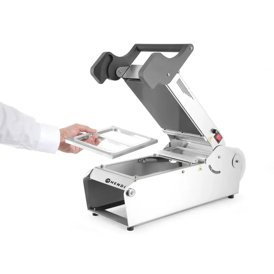 Scelleuse de barquettes Supreme | Machine professionnelle de scellage de barquettes | Boîtier en acier inoxydable | Affichage numérique