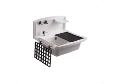  Sanit Uitstortgootsteen 550x450 mm wit – kunststof – met verhoogde rugwand en overloop 