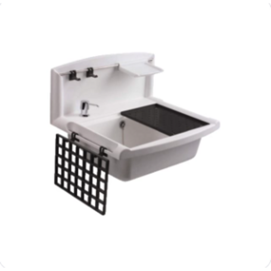 Utility sink 550x450 mm white – plastic – with raised backsplash and overflow