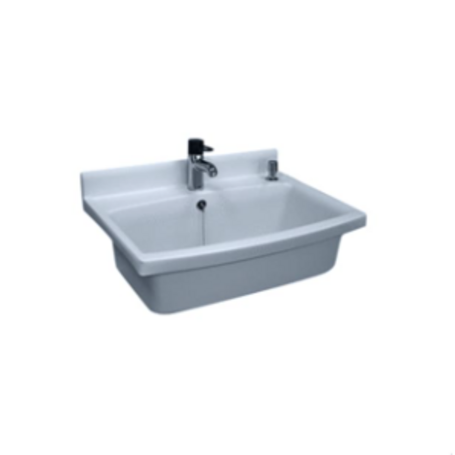Uitstortgootsteen 700x500 mm wit – kunststof – met overloop en afvoerplug