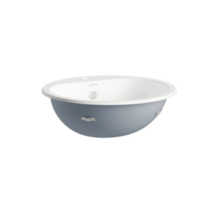 Lavabo 475 x 475 x 186 mm blanc – acier – rond – avec trop-plein