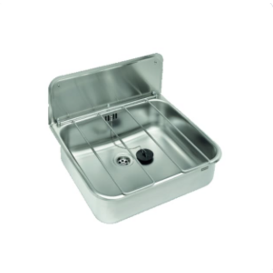 Évier utilitaire 460 x 405 x 135 mm en acier inoxydable 304 – avec dosseret surélevé, grille et trop-plein