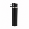 HorecaTraders Schwarze Thermosflasche 0,5 Liter – Ø 8,4 x 32 cm – mit Becher (5 Stück)