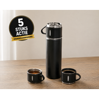 Thermosfles Zwart 0,5 Liter – Ø8,4 x 32 cm – Met Beker (5 stuks)