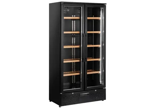  HorecaTraders Diamond Wijnkoelkast 460L – 150 Flessen – 1 Zone – Zwart 