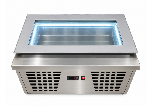 HorecaTraders Vitrine réfrigérée pour crèmes glacées avec couvercles coulissants en verre – Pour crèmes glacées à la boule – Achetez-la maintenant 