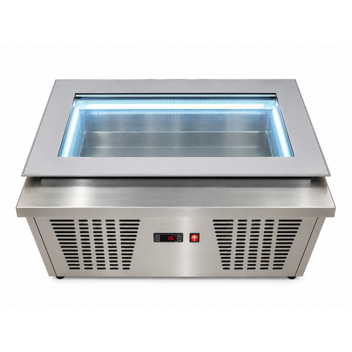  HorecaTraders Vitrine réfrigérée pour crèmes glacées avec couvercles coulissants en verre – Pour crèmes glacées à la boule – Achetez-la maintenant 