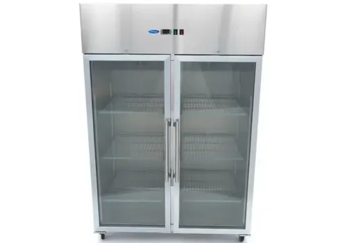  Maxima Kitchen Equipment Koelkast 1200L – 2/1 GN – RVS – Glazen Draaideuren – 0°C tot +8°C 