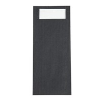 Pochette à couverts noire avec serviette blanche – 500 pièces – Pour l'hôtellerie et le service à table