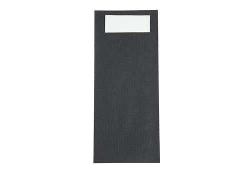  HorecaTraders Schwarzes Besteckset mit weißer Serviette – 500 Stück – Für Gastronomie und Tischservice 