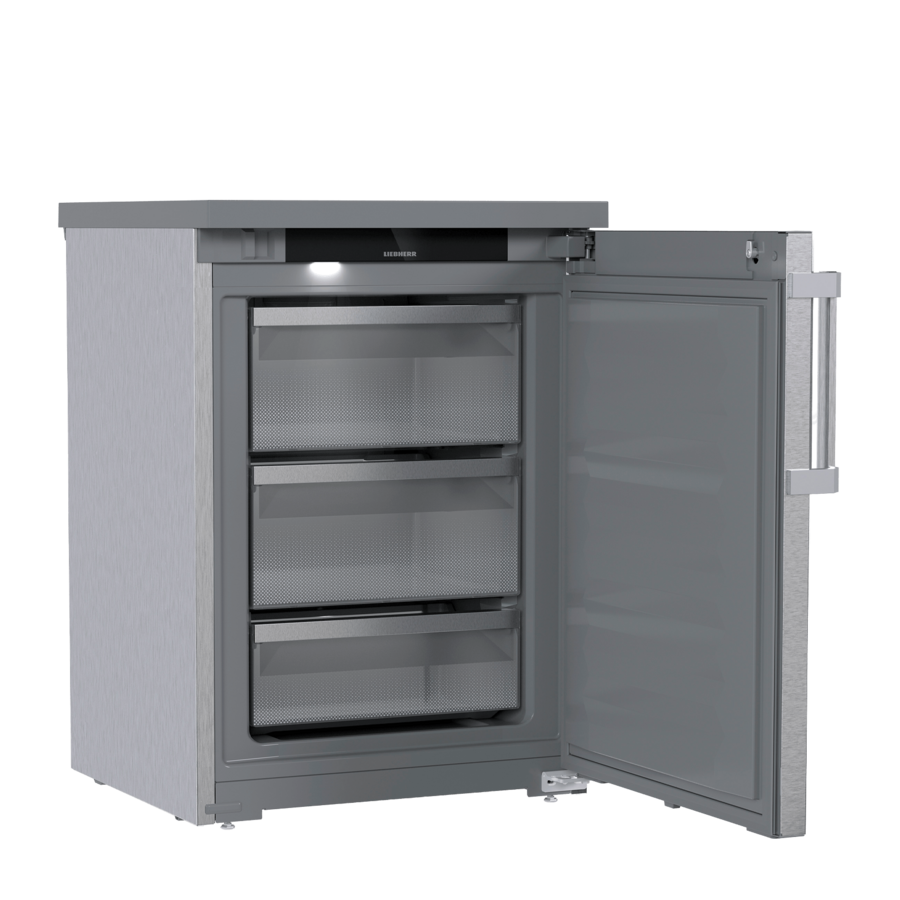 Stainless Steel Undercounter Freezer 59 Liters with 3 Drawers and Removable Worktop