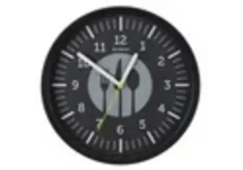  Hendi Professional Wall Clock – Ø35.6 x 4.5 cm – Black – Large Numbers 