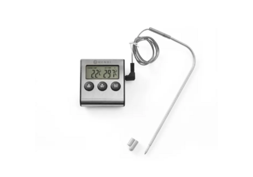  Hendi Digital Roasting Thermometer with Timer – 0°C to 250°C – Stainless Steel Probe 