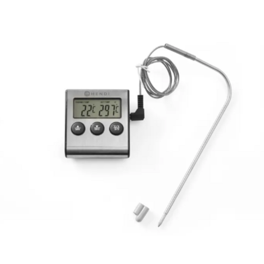 Digital Roasting Thermometer with Timer – 0°C to 250°C – Stainless Steel Probe