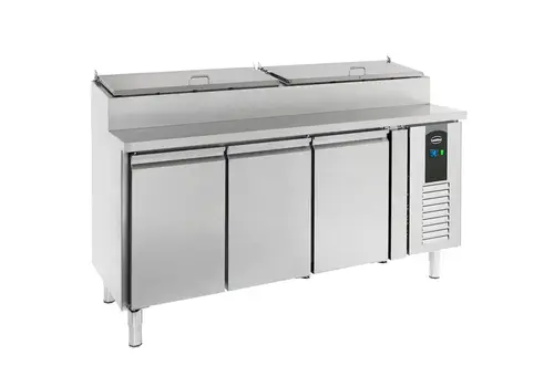  HorecaTraders Saladette Standard Line 400L – 3 portes, 8 x 1/3 GN, +2°C/+8°C 