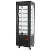 HorecaTraders Schwarze Gebäckvitrine, 360 Liter, mit 6 Ablagen – 600 x 630 x 1850 mm