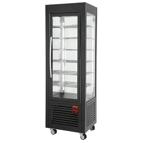  HorecaTraders Black Pastry Display Case 360 Liters with 6 Shelves – 600 x 630 x 1850 mm 