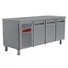 HorecaTraders Établi réfrigéré professionnel – 405 litres – 3 portes – Acier inoxydable – 180 x 70 x 88-90 cm