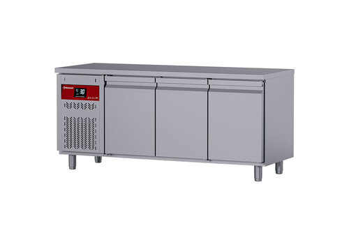  HorecaTraders Professional Refrigerated Work Bench DT178/P9H-G – 405 Liters – 3 Doors – Stainless Steel – 184 x 70 x 85-90 cm 