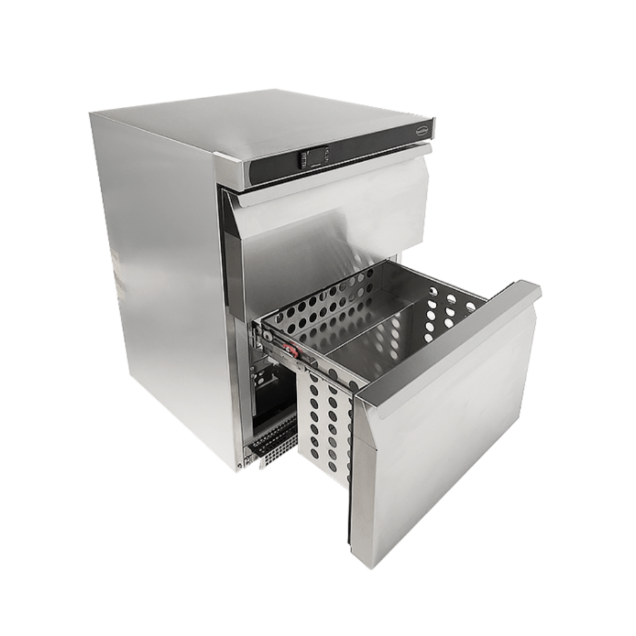Réfrigérateur de table en acier inoxydable | 2 tiroirs | 101 litres | 600 × 605 × 810 mm