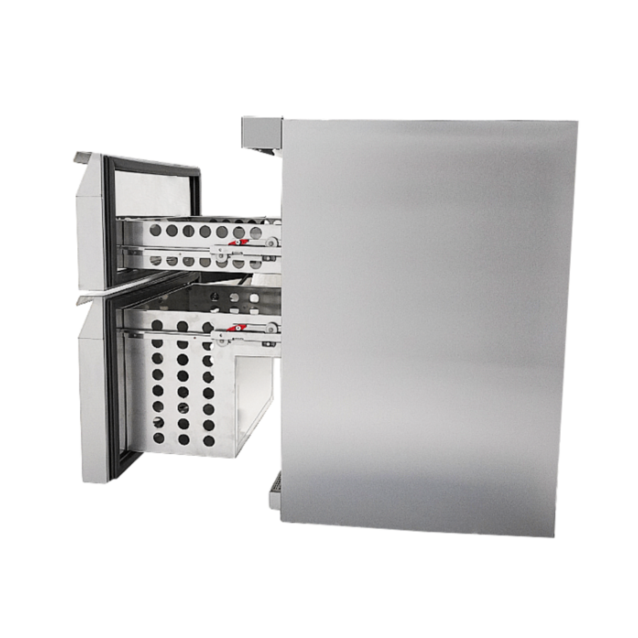 Réfrigérateur de table en acier inoxydable | 2 tiroirs | 101 litres | 600 × 605 × 810 mm