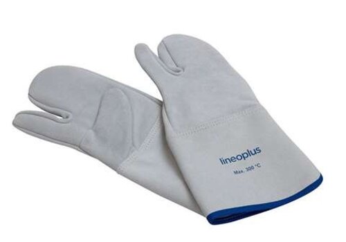  HorecaTraders Gants de cuisine | Cuir | 360 mm | Résistants à la chaleur jusqu'à 300 °C | Blanc-gris 