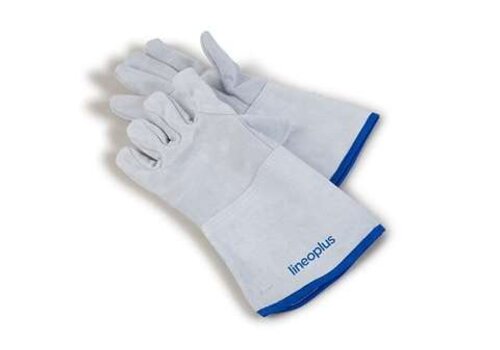  HorecaTraders Oven Gloves | Leather | 360 mm | Heat resistant up to 300°C | White-grey 